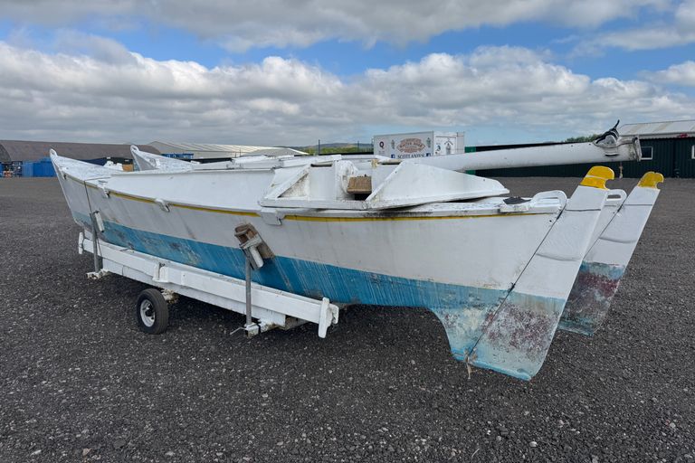 CATAMARAN BOAT ON TRAILER